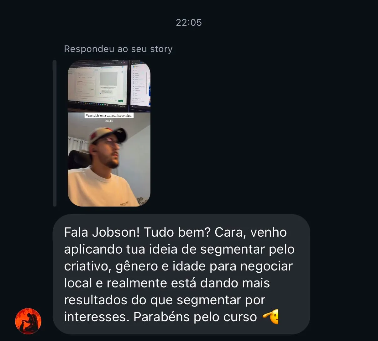 Depoimento de aluno do Funil Escala Local Ads