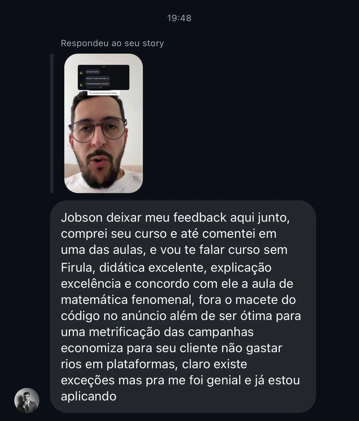 Depoimento de aluno do Funil Escala Local Ads