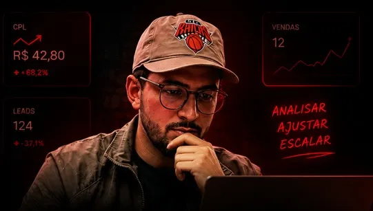 Estrategista analisando campanhas de tráfego pago